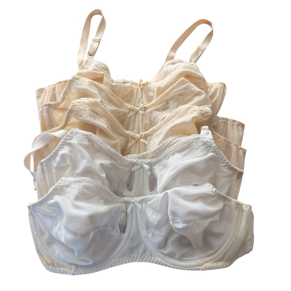 Lot of 5 Bali Minimizer Bras 0180 Satin Tracings Underwire 38C White Beige Bra